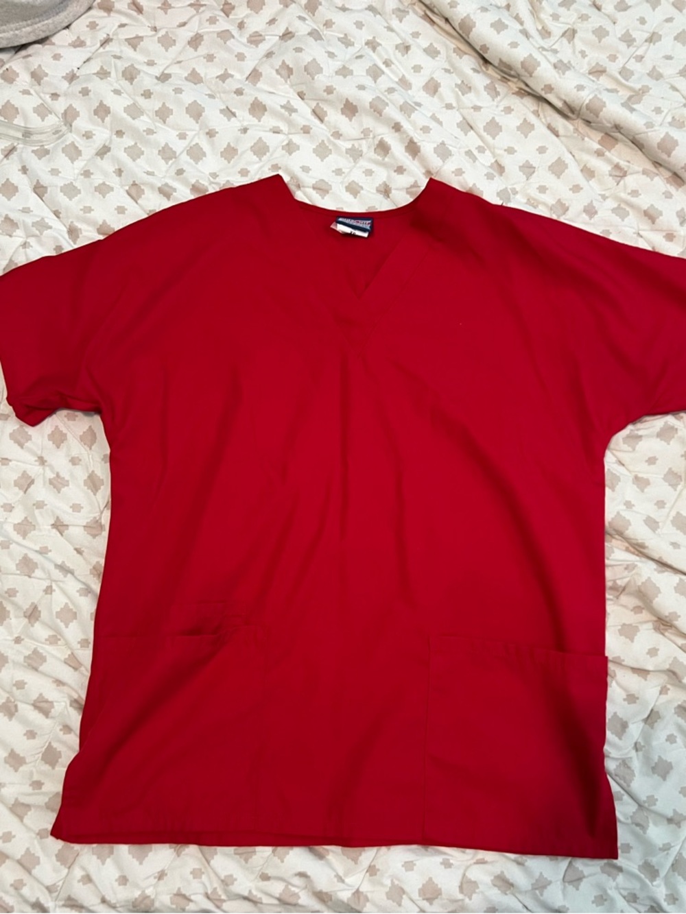 Cherokee Red V-Neck Workwear Scrub Top